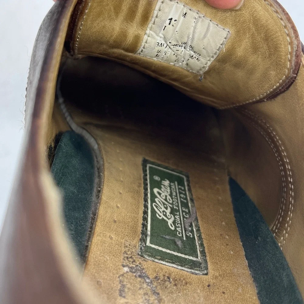 L.L. Bean Vintage Derby‎ Shoes Mens 13 M Brown Good Leather Vibram Oxford